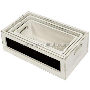 HOT SALE Distressed <strong>White</strong> <strong>Wood</strong> Nesting Storage <strong>Crates</strong> with Chalkboard Panels <strong>wood</strong> storage <strong>crate</strong> - Product Image 4