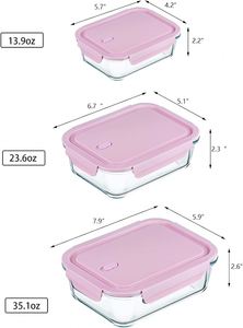 Pot de conservation alimentaire moderne en verre borosilicate de haute qualité, carré, compatible micro-ondes, sans BPA, écologique, avec couvercle à clapet - Idéal pour le camping - Product Image 2