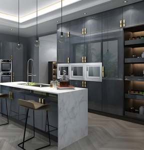 Gabinetes de Cocina Modulares de Madera Empotrados Modernos, Diseño de Pared para Villas, Precio Económico, Venta al Por Mayor - Product Image 1