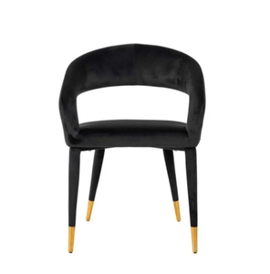 Chaise de salle à manger directement en usine Chaise d'appoint moderne en velours rembourrée à dossier arrondi Support de chaise en gros et conception personnalisée - Product Image 3