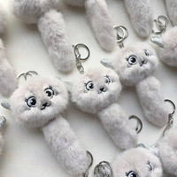Porte-clés brodé sur mesure, sortes d'animaux, 60 pièces, en forme de chat, gris argent et en peluche