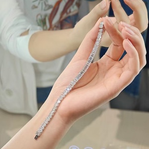 Huazhong <b>Gem</b> Fine 18K White Gold Lab Grown Diamond Tennis <b>Bracelet</b> Emerald Brilliant Cut VS HPHT <b>Bracelet</b> Women Gift Party - Product Image 1