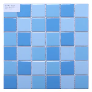 Cristal baldosas de mosaico mezclado azul brillante cerámica mosaico de natación piscina de azulejos