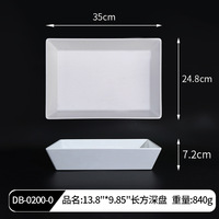 Ensemble de vaisselle de buffet en mélamine blanche personnalisable plateau rectangulaire assiette carrée pour la vaisselle de présentation d'aliments marinés cuits