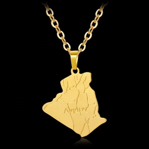 In Magazzino di Vendita Calda di Modo di Alta Qualità Mappa Del Pendente di Figura 18k Gioielli in Oro Bandiera Luna E Stella Paese Algeria simbolo Mappa Della Collana - Product Image 4