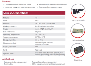 Étiquettes <span class=keywords><strong>RFID</strong></span> UHF passives longue portée actives 860-960 MHz, étanches et résistantes à la chaleur pour la gestion des stocks, distance de lecture de 1 à 10 m - Product Image 5