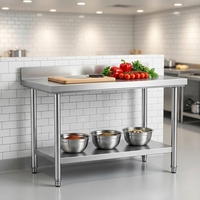 Table de travail en acier inoxydable de qualité commerciale, table de préparation robuste pour la cuisine, pour restaurant et service de restauration en plein air