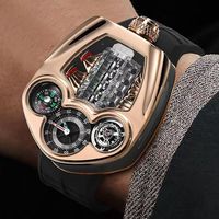Reloj Deportivo de Lujo para Hombre OEM, Esfera Grande Ahuecada, Resistente al Agua, Movimiento de Cuarzo Transparente, Caja de Acero Inoxidable