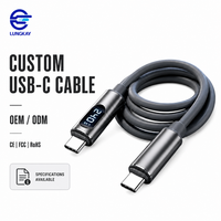 Kabel USB C ke C LUNG KAY 240W 5A dengan Layar Digital untuk Laptop, Ponsel, Tablet, Custom OEM ODM Pabrik