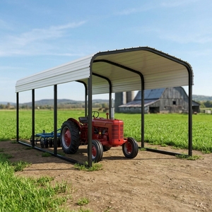 Abri de voiture préfabriqué extérieur pour deux véhicules, 20*20 pieds, en acier modulaire, portable, kit de protection pour véhicule - Product Image 2