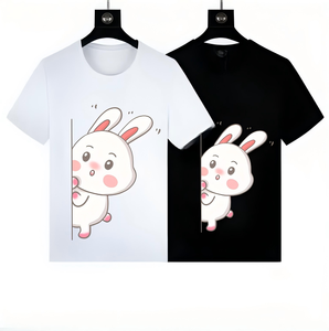 T-shirt Hip Hop all'ingrosso in cotone pettinato da 260g con stampa colorata a gradiente teschio e coniglio, design traspirante - Psycho - Product Image 5