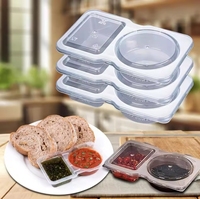 Boîtes à sauce jetables à double compartiment, de qualité alimentaire, avec couvercle à charnière, mini-récipients à sauce