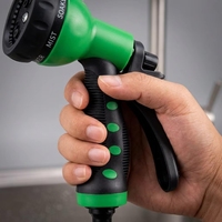 Boquilla pulverizadora para manguera de jardín, paquete de 2 pulverizadores manuales, 10 patrones de riego, cabezal de manguera de alta resistencia, amarillo/verde, 0.75 pulgadas