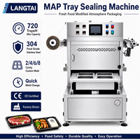 MAP Tray Sealer Voedselverpakkingsmachine met gasflush voor vlees, vis, kant-en-klare maaltijden, automatische motor aangedreven voor blikjes & zakken