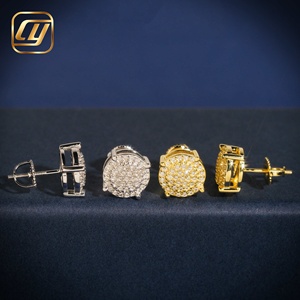 Boucles d'oreilles clous en moissanite, taille brillant rond, sertissage pavé, argent 925 plaqué or 18 carats, bijoux de luxe unisexe - Product Image 5
