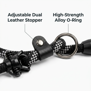 Heavy Duty Reflective Nylon Slip Lead <b>Dog</b> <b>Leash</b> Integrated P-Chain Training with Reflective Thread 1.5M/2.6M Extended - Product Image 3