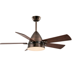 Ventilador de Techo Contemporáneo de Cinco Aspas Curvas con Acabado de Madera Contrachapada y Luz LED Integrada para Habitaciones y Salones de Hotel - Product Image 4