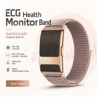Bracelet Connecté Sans Écran avec ECG, Suivi de la Fréquence Cardiaque et de l'Oxygène Sanguin, Étanchéité IP67, pour Soins des Personnes Âgées et Suivi du Sommeil