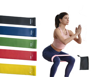 Ensemble de 5 bandes de résistance personnalisables avec logo, sans latex, en TPE, haute élasticité, portables, pour exercices de fitness - Product Image 1