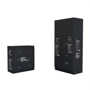 Juego de dormitorio de dos piezas Cartagena Armoire y Capri con cómoda de tres cajones en color negro, modelo D0100XFZ8B2 - Product Image 1