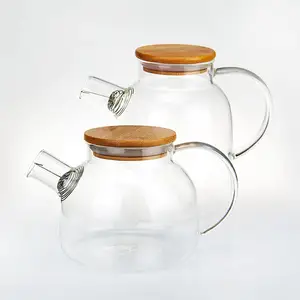 High Quality Glass Water Pitcher Hot Cold Water Jug Juice And Iced Tea Beverage Carafe With Bamboo Lid