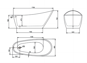 อ่างอาบน้ำอะคริลิคสีขาวแบบอิสระ59 "สำหรับโรงแรมทันสมัย - Product Image 4