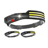 Lampe frontale rechargeable COB 1000 Lumens à faisceau large avec capteur de mouvement pour adultes, accessoire de camping, équipement de randonnée