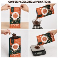 Sachet de café à fond plat imprimé sur mesure avec fermeture éclair pour l'emballage de café Arabica en grains entiers bio torréfiés