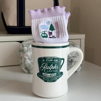 Chaussettes de yoga personnalisées pour fille, avec volants et bordure festonnée, couleur lavande, pour le ski, avec grip, produit promotionnel personnalisé