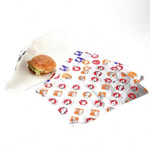 Papier d'emballage alimentaire en aluminium imprimé personnalisé, design nid d'abeille, pour hamburger - Product Image 1