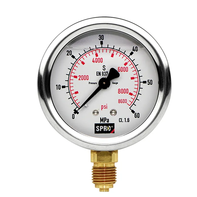 Haute qualité pas cher prix 2.5 pouces connexion inférieure Glycérine remplissage manomètres hydrauliques manomètre