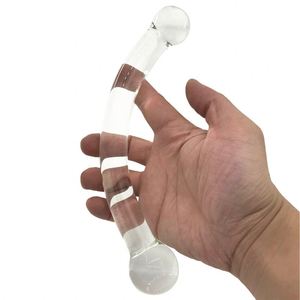 Consolador de vidrio arqueado de doble cabeza, juguete sexual, consolador de vidrio realista para mujeres, coño, masturbación, tapón Anal, consoladores de vidrio para mujeres - Product Image 3