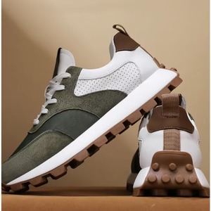Calzado Deportivo Informal de Lona Sólida Transpirable de Alta Calidad con Forro de Cuero Genuino Antideslizante para Hombre - Product Image 1
