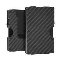 Dompet logam serat karbon RFID pria, grosir klip uang LOGO kustom logam RFID pemegang kartu aluminium untuk pria