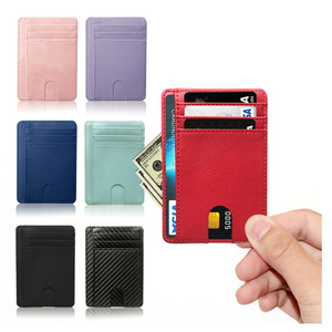 Titular do cartão de crédito personalizado Carteira Homens e Mulheres Slim Carteira Rfid Gift Pu Titular do cartão de couro - Product Image 2