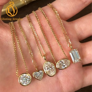 Collar con Colgante <span class=keywords><strong>de</strong></span> Diamante Cultivado en Laboratorio CVD, Color D, Claridad VVS1, Corte Redondo, Corazón, Pera, Ovalado, Esmeralda, Oro <span class=keywords><strong>de</strong></span> 14K/18K para Mujer, Joyería con Diamante <span class=keywords><strong>de</strong></span> Laboratorio IGI - Product Image 1
