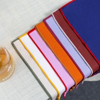 Serviettes en lin douces multicolores à bords colorés, lavables, personnalisables, pour décoration de mariage et de banquet, sets de table en lin