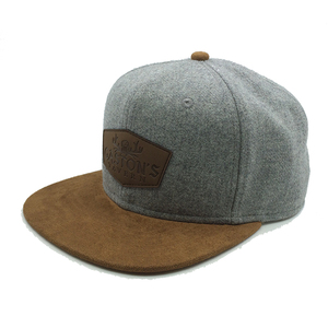 Chapeaux Snapback avec logo en cuir marron personnalisé <span class=keywords><strong>Casquette</strong></span> originale en <span class=keywords><strong>laine</strong></span> acrylique pour <span class=keywords><strong>homme</strong></span> - Product Image 2