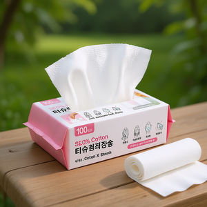 Soton X Touch 100% Cotton Tissue Pads 100 <b>Sheets</b> Soft Absorbent For Daily Skin Care All Skin Types - Product Image 3