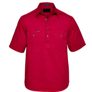 Camicie da lavoro da <span class=keywords><strong>uomo</strong></span> <span class=keywords><strong>mezza</strong></span> bottone maniche corte <span class=keywords><strong>a</strong></span> doppia tasca camicie di cotone in saia <span class=keywords><strong>camicia</strong></span> uniforme di sicurezza - Product Image 4