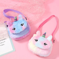 Sac fourre-tout de luxe en peluche pour filles avec fermeture éclair, design licorne personnalisable, décontracté et chaud