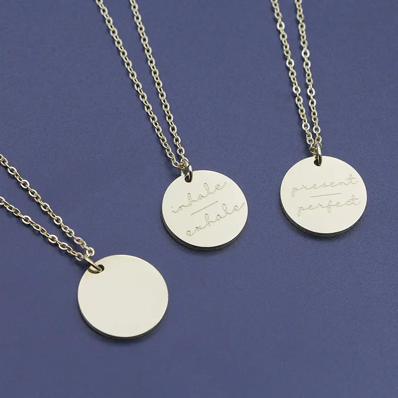Simple Disc Pendant Necklace Stainless Steel Gold Plated Faith Over Fear Necklace Mind Over Matter Inspirational Jewelry Gift