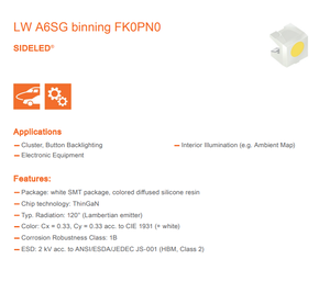 ชิป LED กำลังสูง OSRAMs LW A6SG-V2BA-JKPL-0-20-R33 3.2V 2-SMD Boomerang 5600 K สีขาว 3050 ลูเมน - Product Image 2