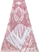 NI.AI Tissu en dentelle perlée de luxe africaine nigériane avec sequins brodés pour robe de mariée Asoebi pour filles