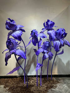 N142 Nouveau design Fournitures de mariage Fleurs géantes en EVA Crème Grandes <span class=keywords><strong>iris</strong></span> hautes debout pour la décoration de fenêtres, d'événements et de fêtes - Product Image 2
