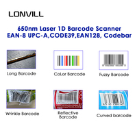 Lecteur de codes-barres LONVILL, pistolet de numérisation de codes QR, scanners de codes-barres 2D avec USB RS232 PS2