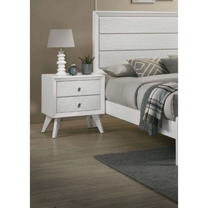 โต๊ะข้างเตียงสีขาว 2 ลิ้นชัก ขาเอียง เฟอร์นิเจอร์ห้องนอน - Product Image 2