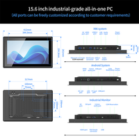 Monitor Industrial de 15.6 Pulgadas, 1000 Nits, Legible Bajo la Luz Solar, Táctil Capacitivo, IP65, Resistente al Agua, Montaje Frontal en Panel, HD, DVI, VGA, OEM, ODM