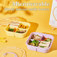 Lonchera Ecológica Cuadrada de 0-1L de Capacidad, Apta para Alimentos, Calentable, con Tapa de PP y Asa, para Niños, Ideal para Picnic y Salidas al Aire Libre
