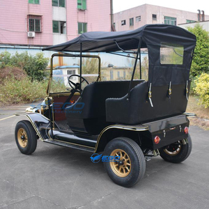 Voiture de golf électrique rétro noire, style classique vintage, deux rangées, pour 5 personnes, idéale pour le tourisme - Product Image 4